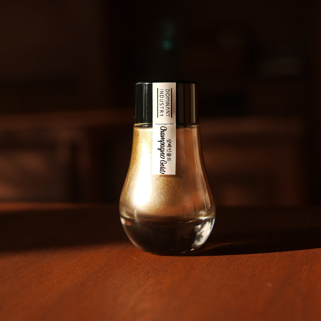 Dominant Industry Mirror 25ml Ink Bottle (for Dip Pen) in Champagne — Dominant Industry fountain pen ink — premium bottled ink for writing, at Cityluxe Singapore