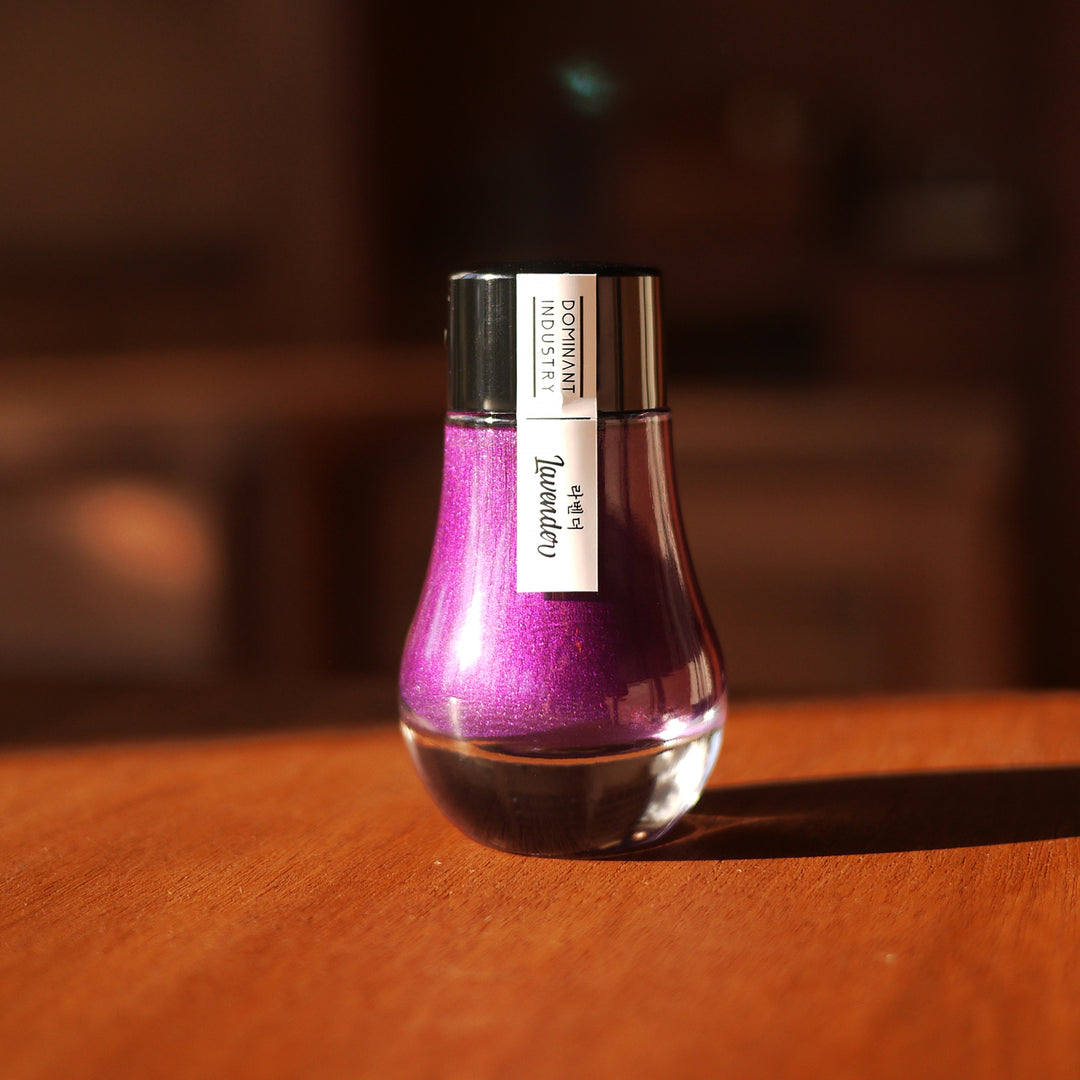 Dominant Industry Pearl 25ml Ink Bottle Lavender 010 — bottle at angle