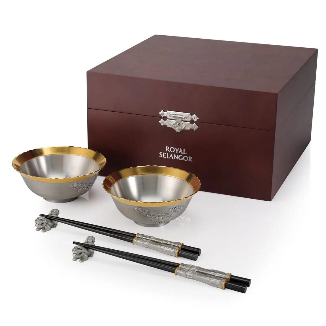 Royal Selangor Straits Expression - Gift-boxed Bowl, Chopsticks & Rest Set — front view