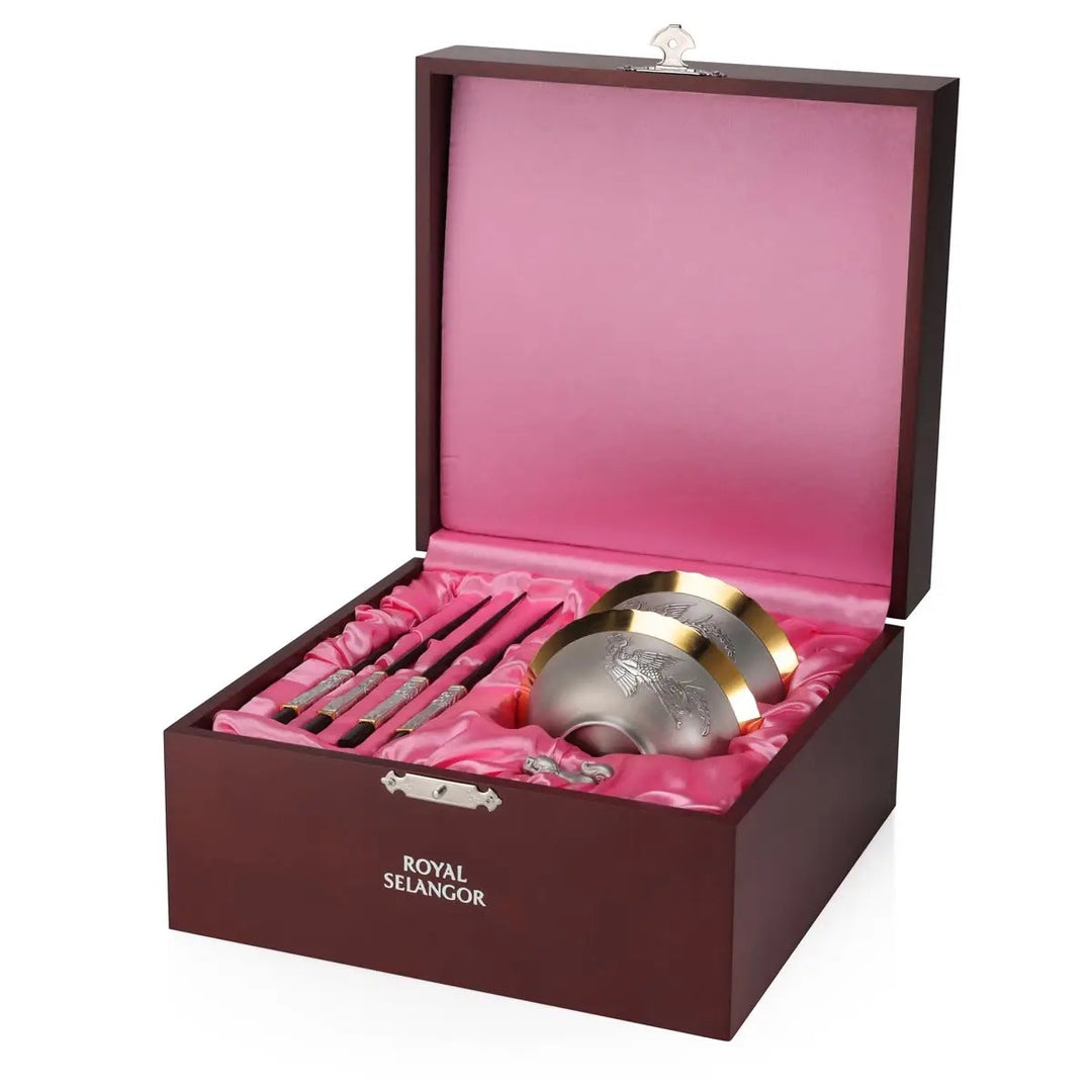 Royal Selangor Straits Expression - Gift-boxed Bowl, Chopsticks &amp; Rest Set — with packaging