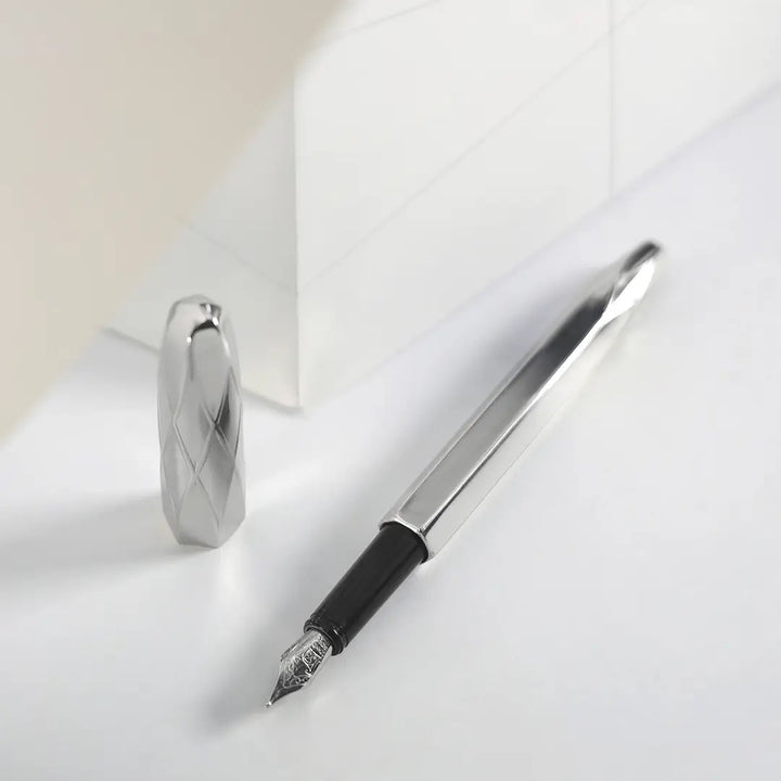 Royal Selangor Broad Nib Fountain Pen - Oxford — writing at an angle