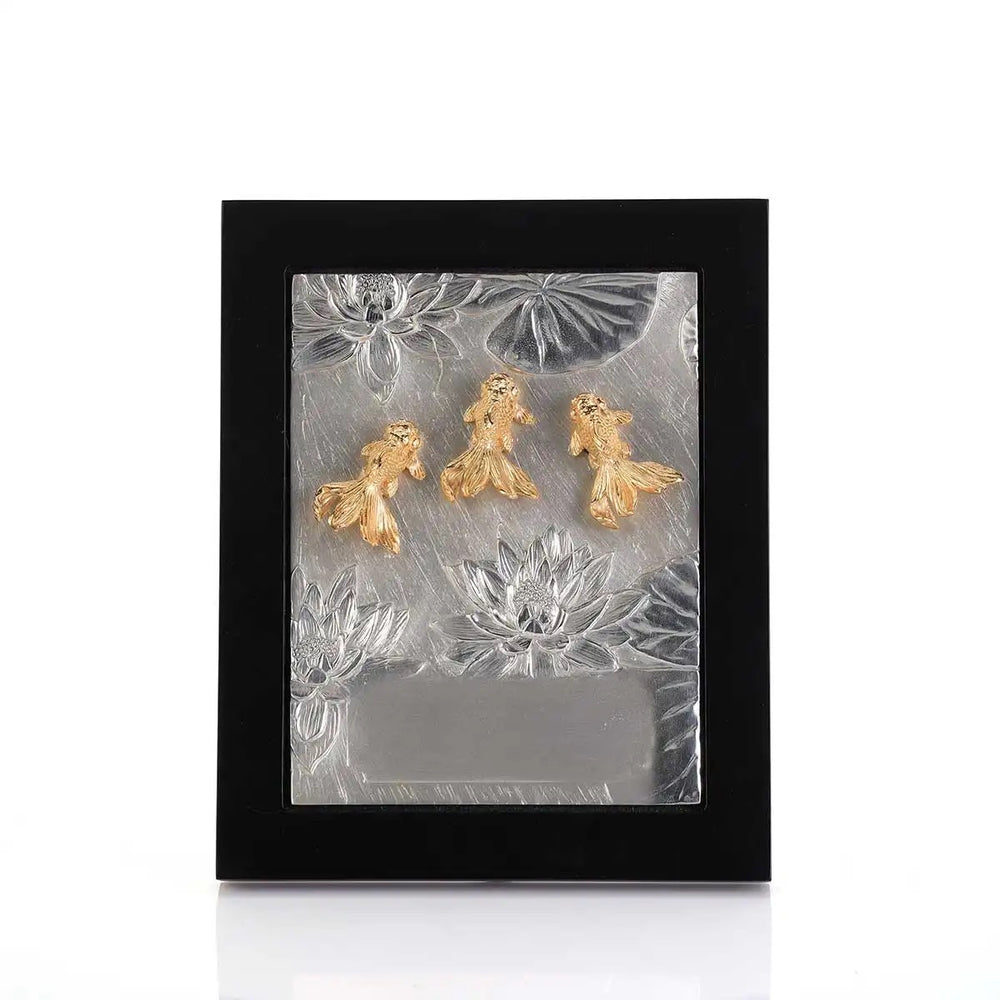 Royal Selangor Three Goldfish Plaque — side view