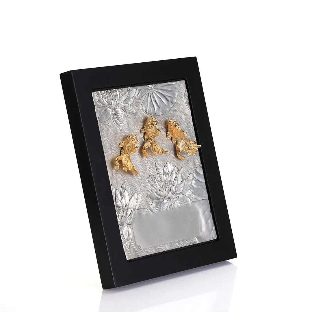 Royal Selangor Three Goldfish Plaque — with packaging