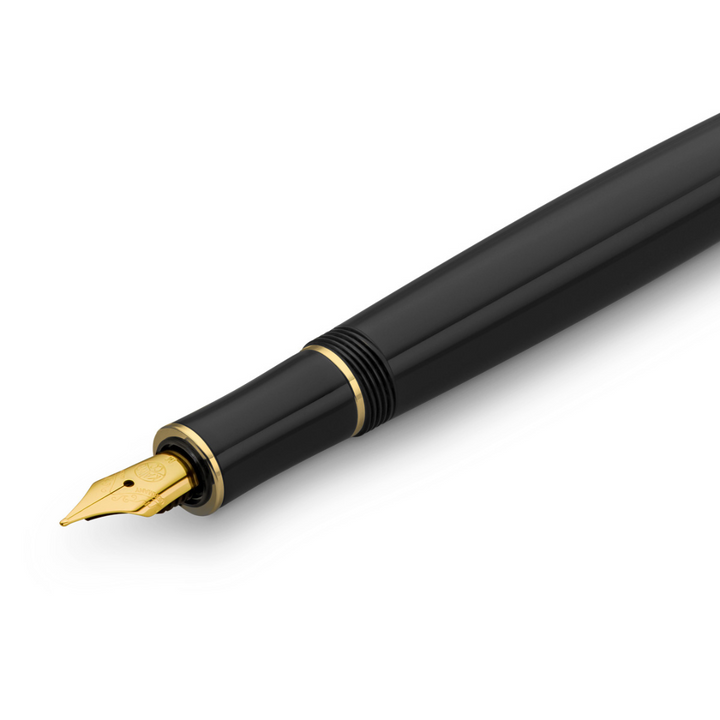 Kaweco DIA2 Fountain Pen - Black with Gold Trim — flat lay