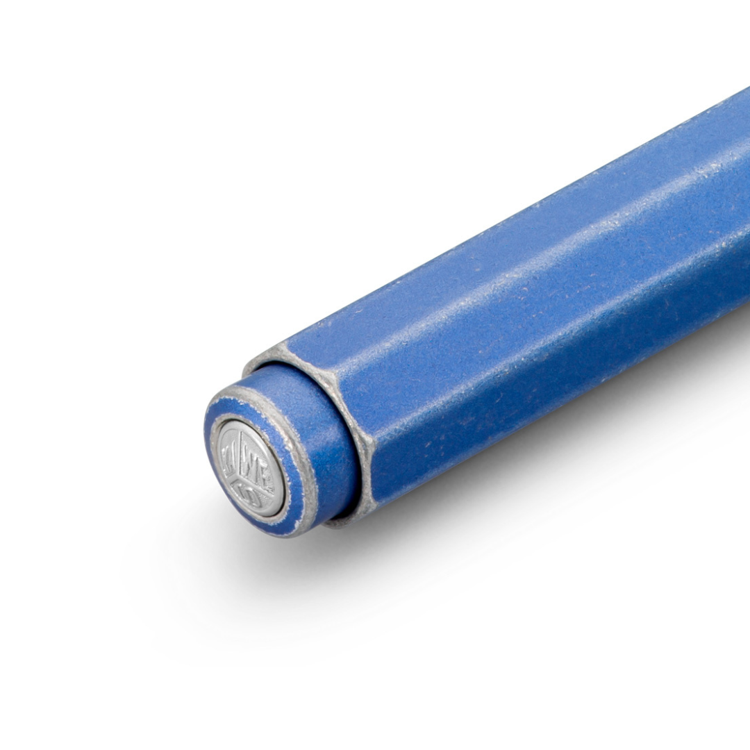 Kaweco AL Sport Stonewashed Ballpoint Pen - Blue — writing at an angle