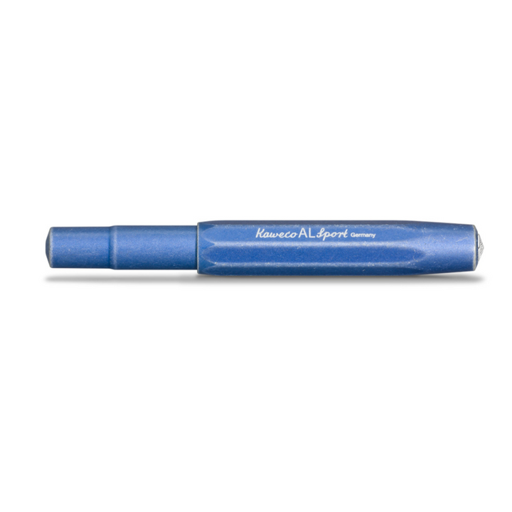 Kaweco AL Sport Stonewashed Fountain Pen - Blue — writing at an angle