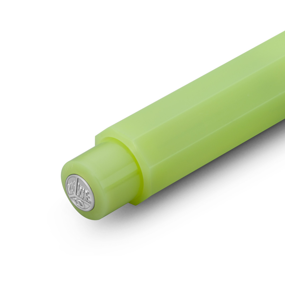 Kaweco Frosted Sport Mechanical Pencil - Fine Lime — writing at an angle