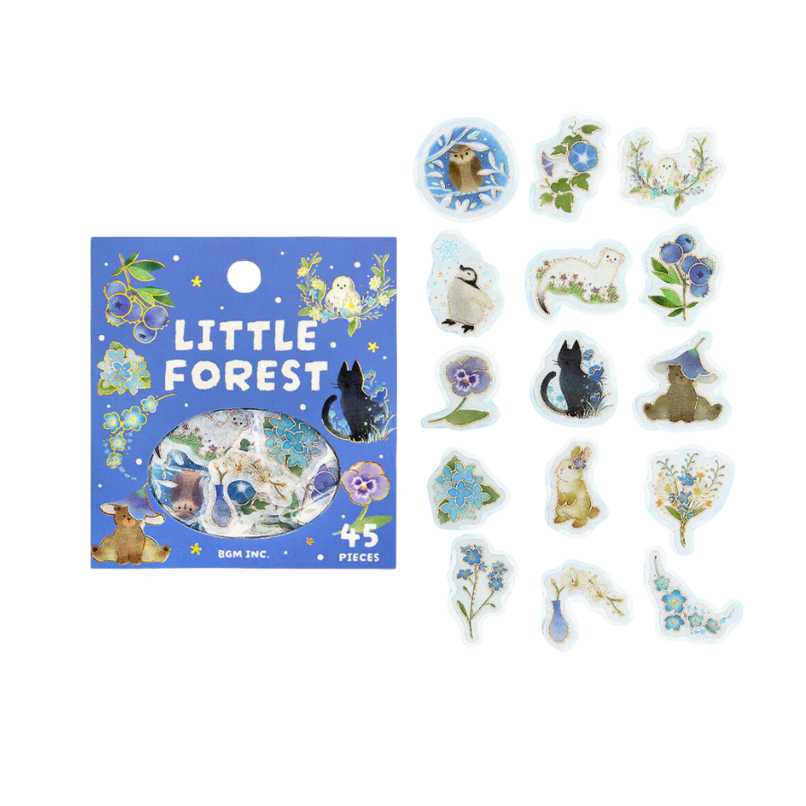 BGM Foil Stamping Flake Seal: Forest of Warmth - Blue — front view