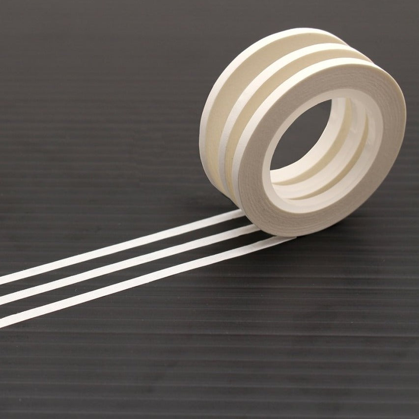 MT Slim 3mm Washi Tape Set Matte White (7M) — roll front