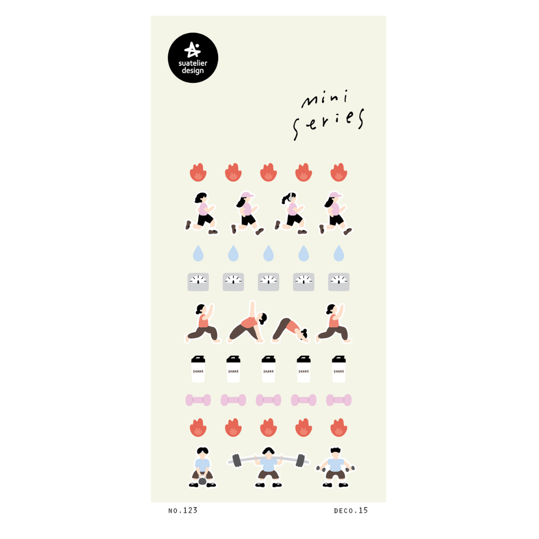Suatelier Mini Series Stickers - Deco.15 (Workout) — front view