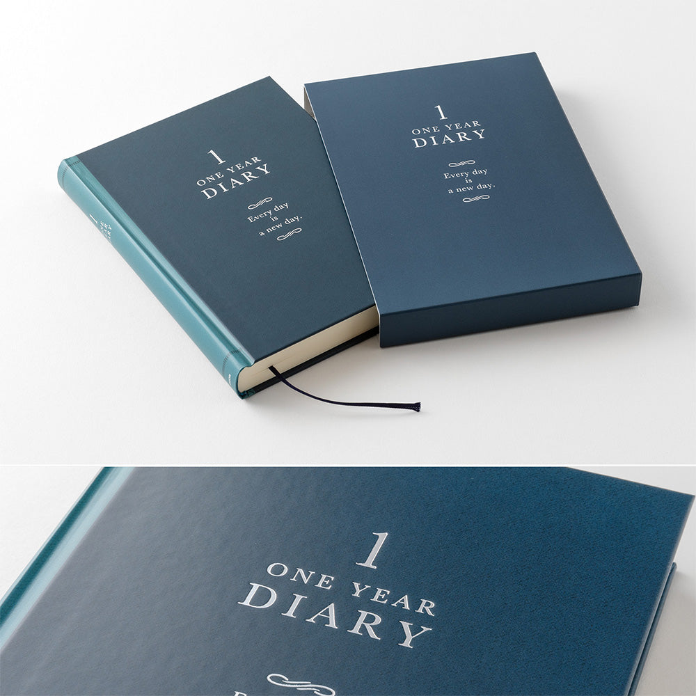 Midori 1 Year Diary - 1 Day 1 Page Classic Blue — side view