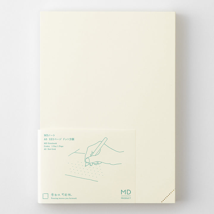 MD Notebook <A5> Codex 1 Day 1 Page Dot Grid B — flat lay