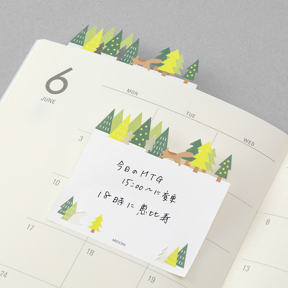Midori Sticky Notes Die-Cutting Forest — with packaging