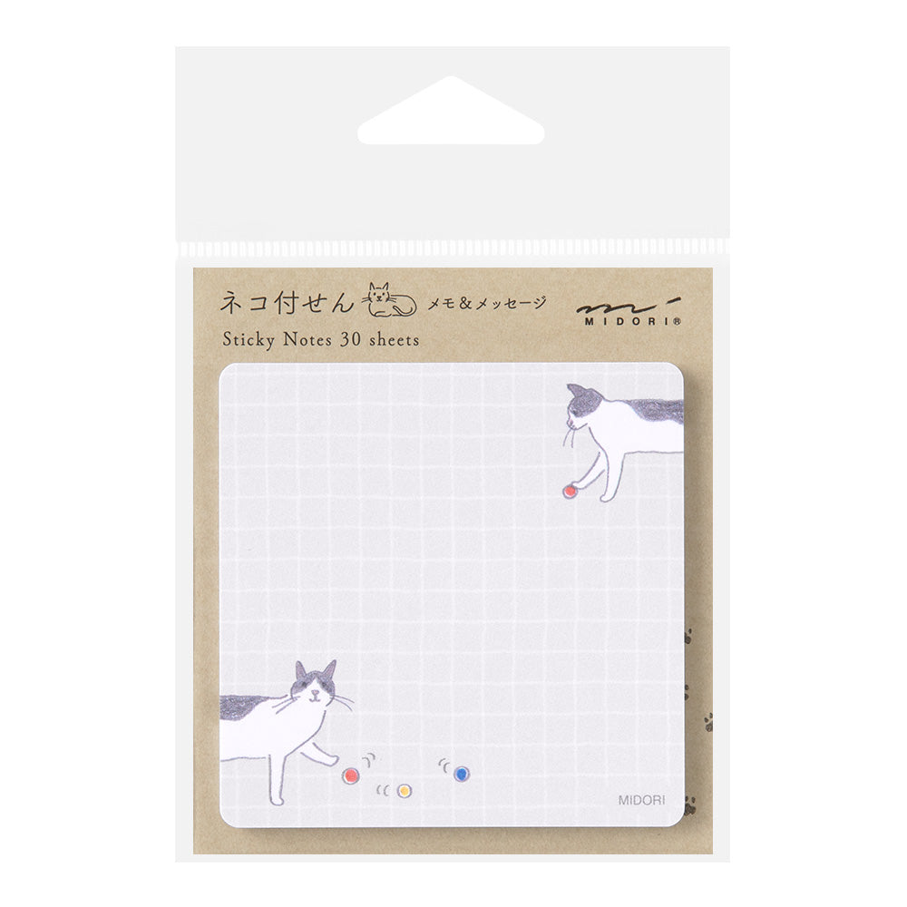 Midori Sticky Notes - Ball and Cat — front view