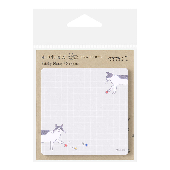 Midori Sticky Notes - Ball and Cat — front view
