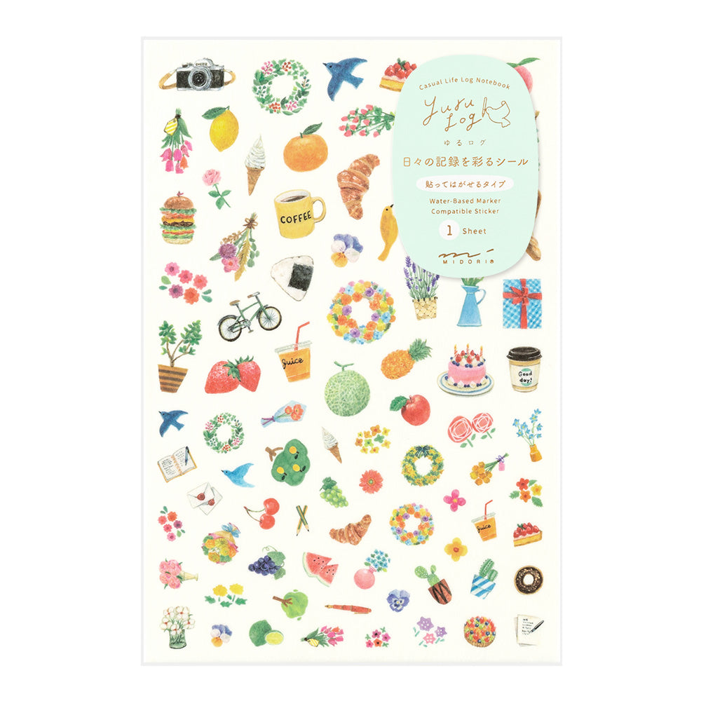 Midori Yuru Log Sticker (1 Sheet) - Motif — front view
