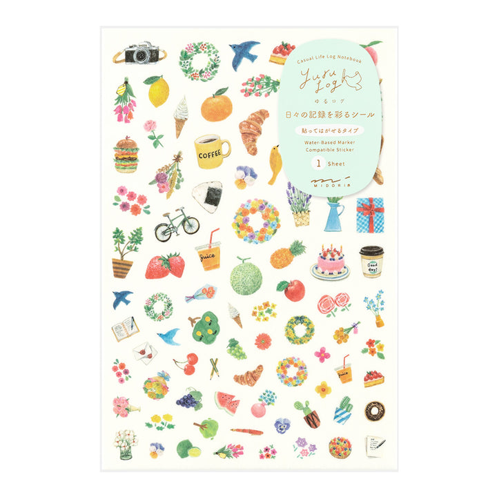 Midori Yuru Log Sticker (1 Sheet) - Motif — front view