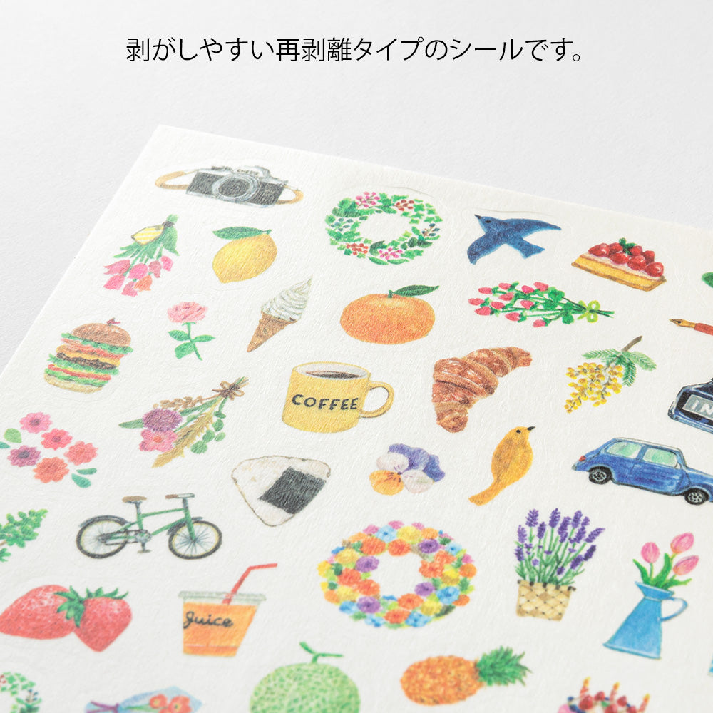 Midori Yuru Log Sticker (1 Sheet) - Motif — angle view