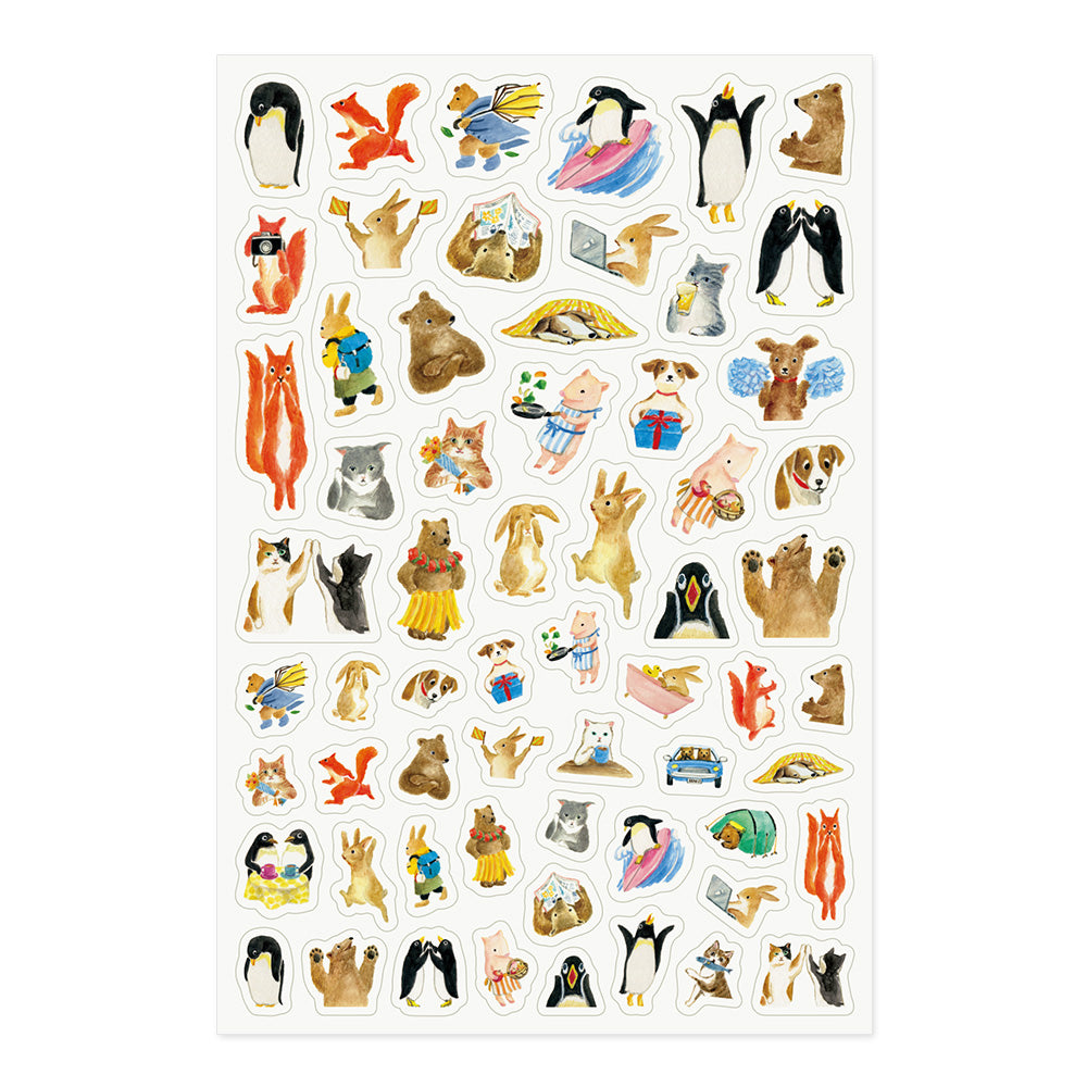 Midori Yuru Log Sticker (1 Sheet) - Animal — side view