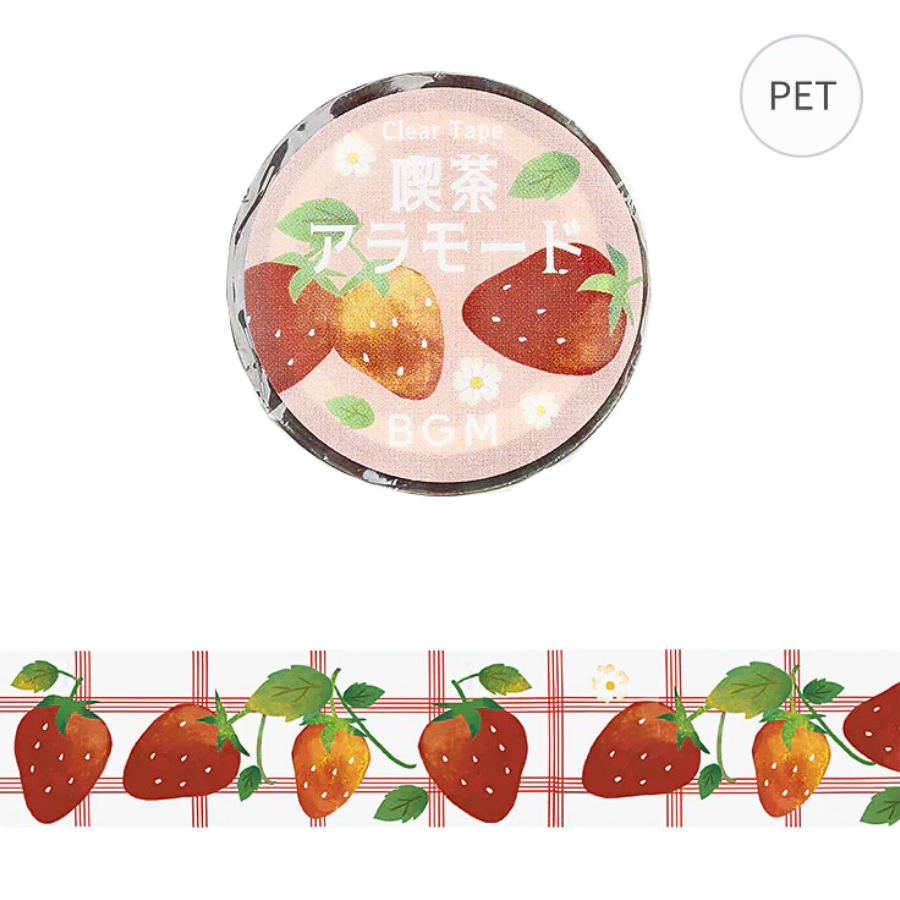BGM Clear Tape: Cafe Alamode - Strawberry — roll front