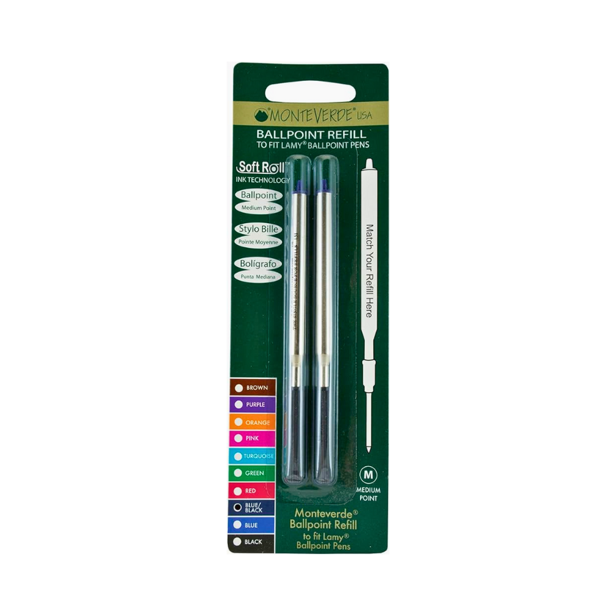 Monteverde Soft Roll Ballpoint Refill To Fit Lamy Ballpoint Pen Blue Black — tip detail