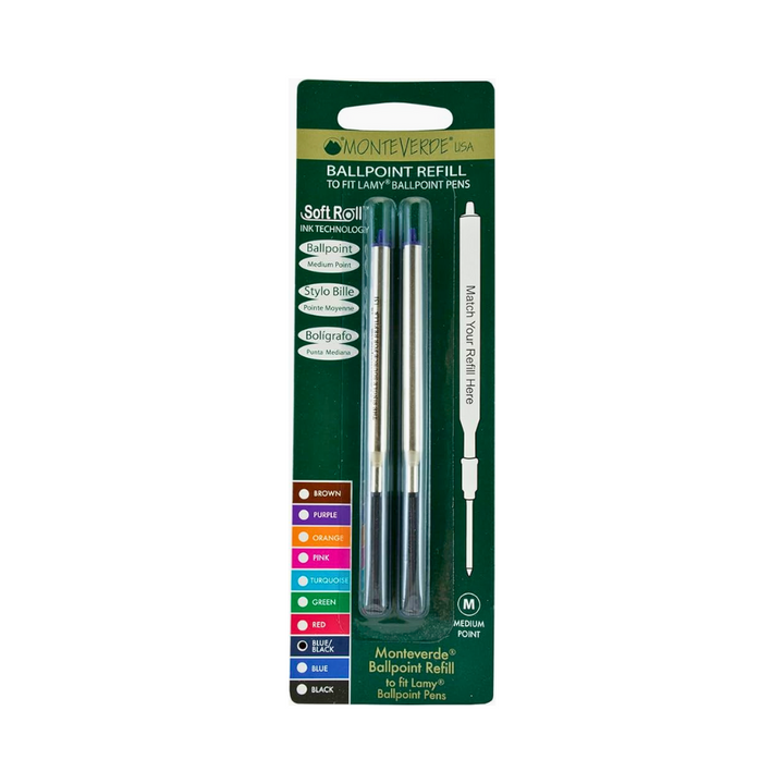 Monteverde Soft Roll Ballpoint Refill To Fit Lamy Ballpoint Pen Blue Black — tip detail
