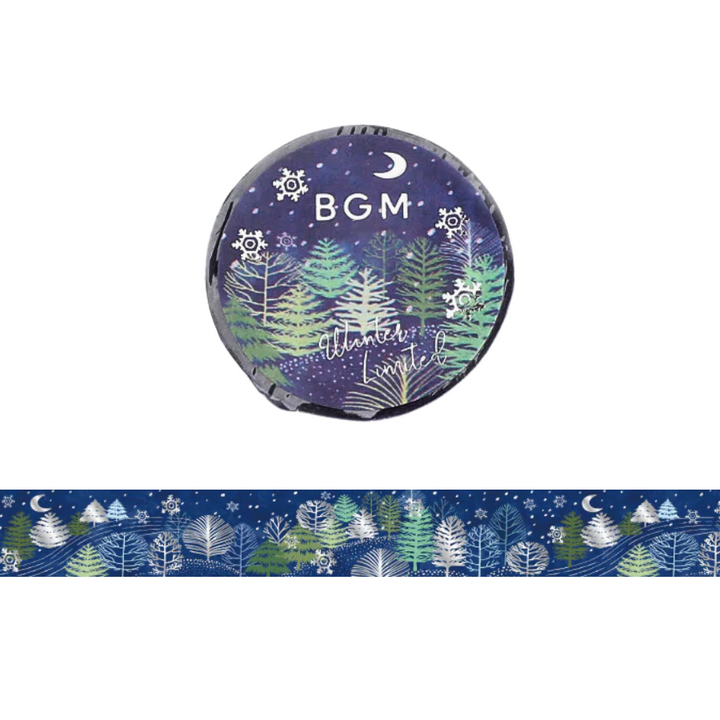 BGM Winter Limited Masking Tape - Snowy Night Forest — roll front