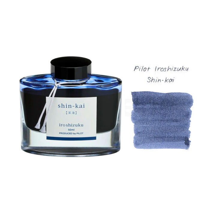Pilot Iroshizuku 50ml Ink Bottle Fountain Pen Ink - Shin-kai (Blue Grey) — bottle front