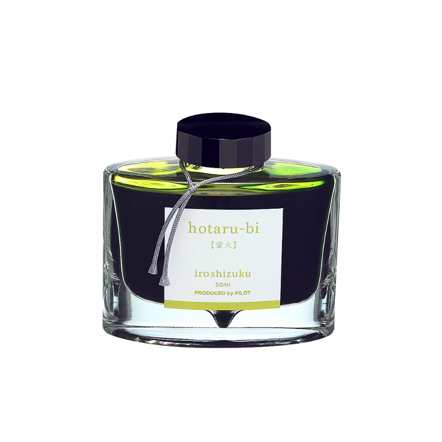Pilot Iroshizuku 50ml Ink Bottle Fountain Pen Ink - Hotaru-bi (Warm Yellow) — bottle at angle