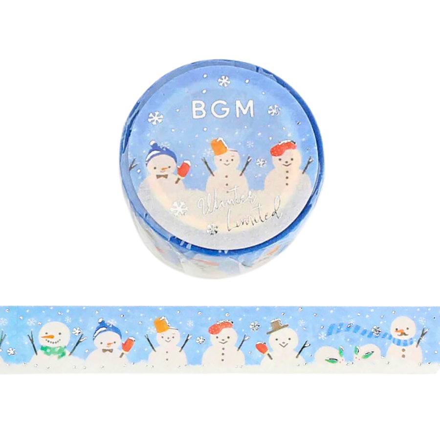 BGM Winter Limited Masking Tape - Snowman Festival — roll front