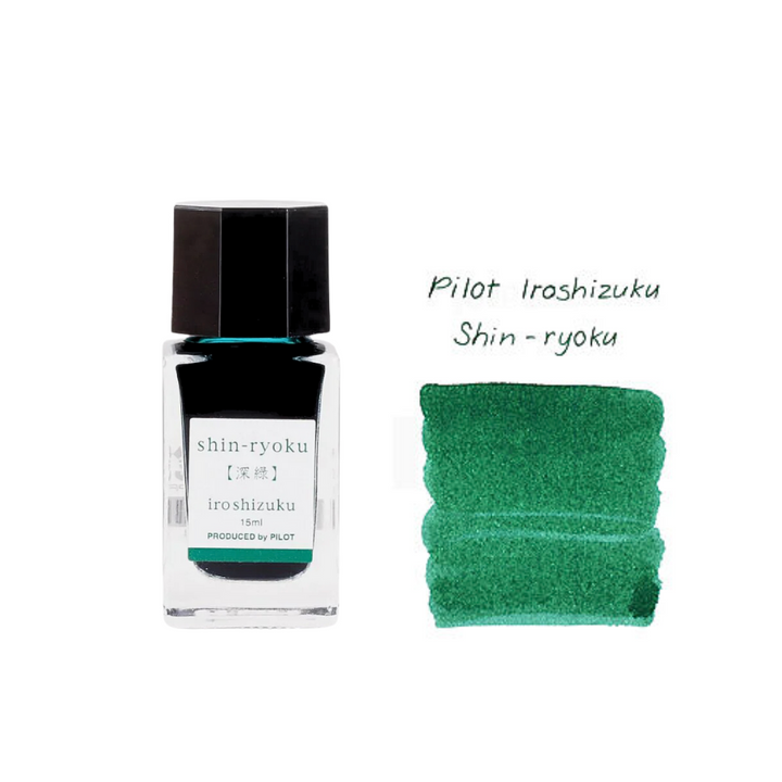 Pilot Iroshizuku 15ml Ink Bottle - Shin-ryoku (Deep Green) — bottle front