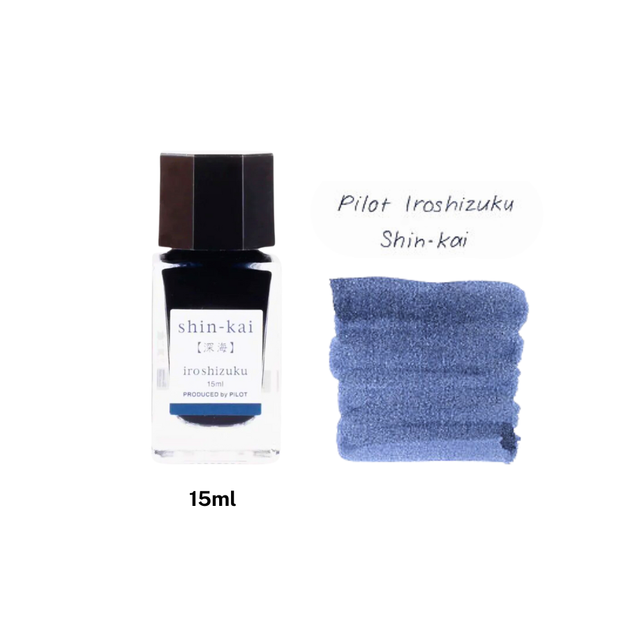 Pilot Iroshizuku 15ml Ink Bottle - Shin-kai (Blue Grey) — bottle front