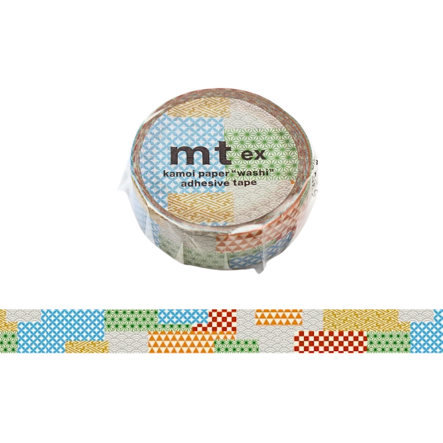 MT EX Washi Tape - Traditional Japanese Patterns Mix — roll front
