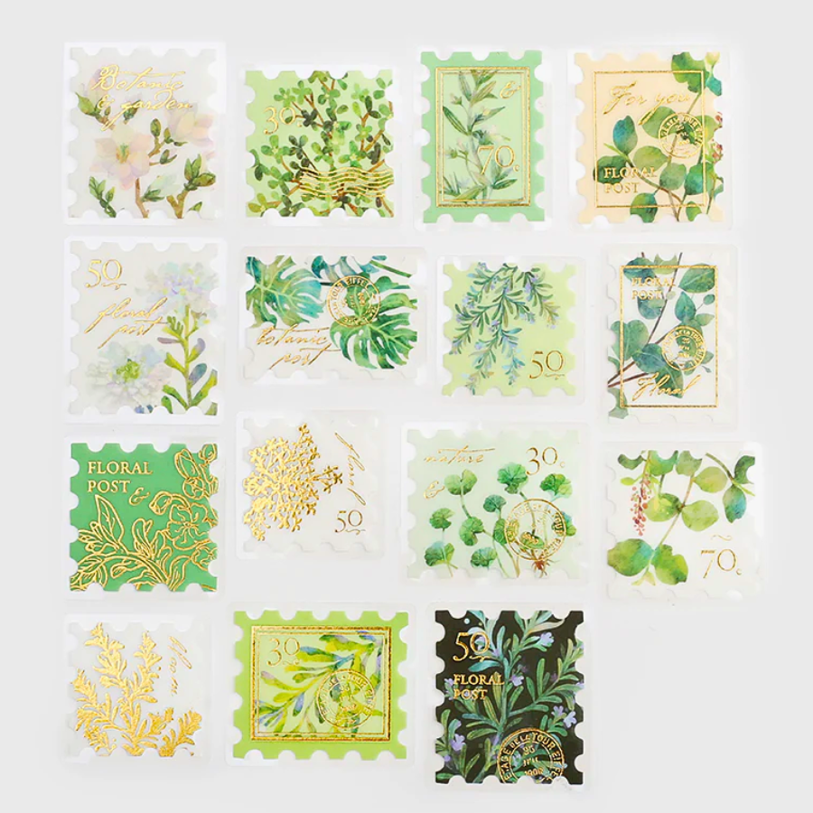 BGM Foil Stamping Flake Seal: Post Office Botanical Book - Green — front view