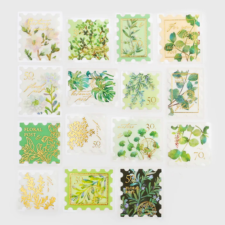 BGM Foil Stamping Flake Seal: Post Office Botanical Book - Green — front view