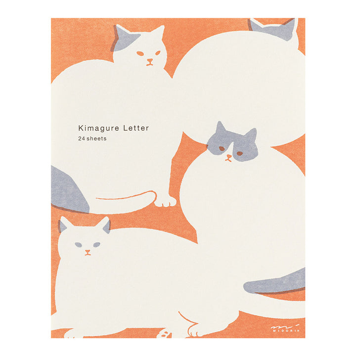 MIDORI Easy &amp; Cozy Letter Pad – Cat featuring sketch-style cat silhouettes on unlined paper with a soft, retro print design.