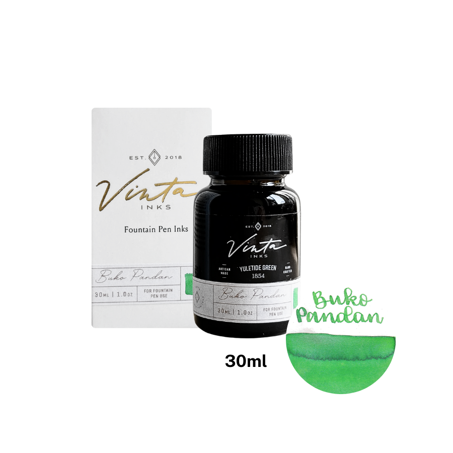 Vinta Inks Holiday Collection 30ml Bottled Ink - Yuletide Green (Buko Pandan 1854) — bottle front