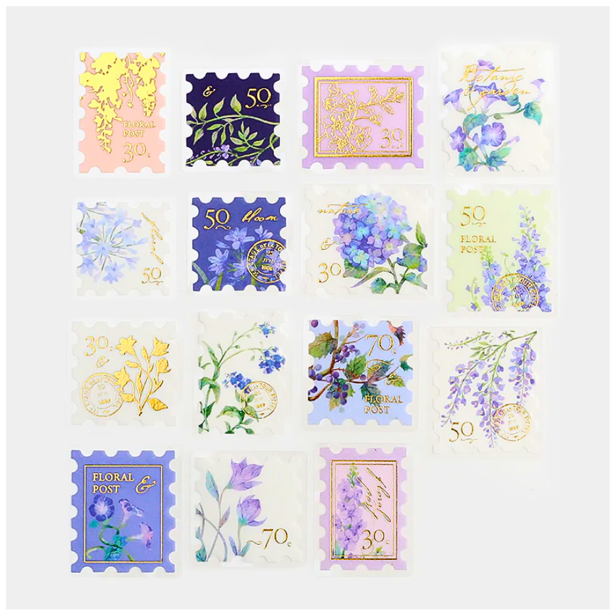 BGM Foil Stamping Flake Seal: Post Office Botanical Book - Blue — front view