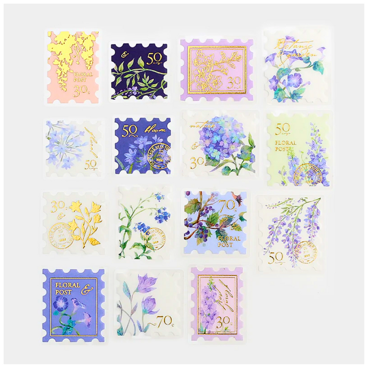 BGM Foil Stamping Flake Seal: Post Office Botanical Book - Blue — front view