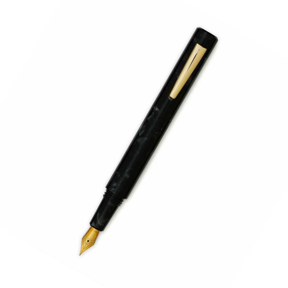 Hightide Attaché Marbled Fountain Pen - Black — capped