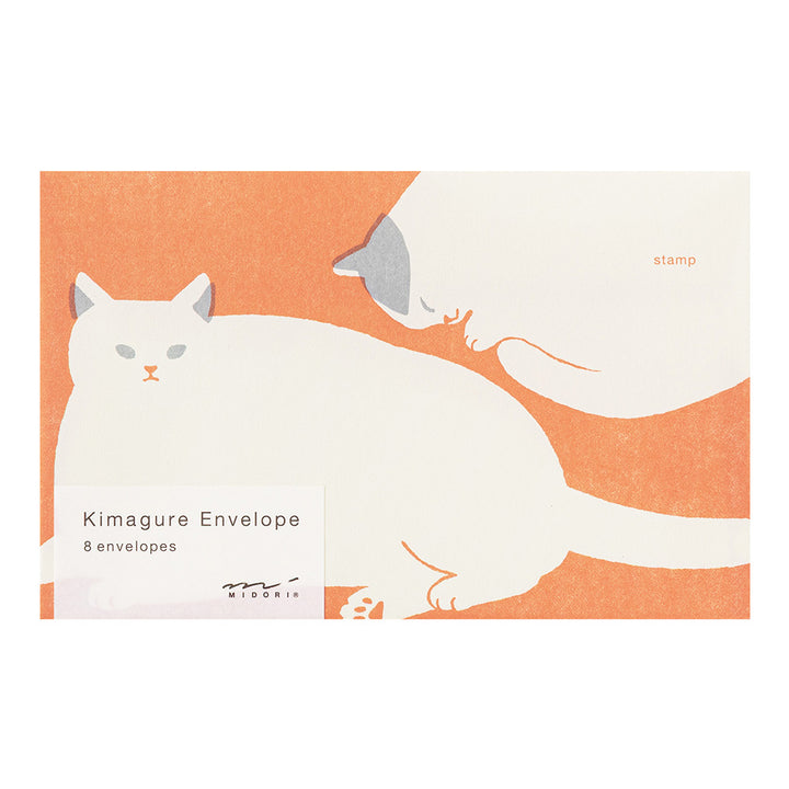 MIDORI Easy &amp; Cozy Envelope – Cat featuring sketch-style cat silhouettes with soft retro printing and cozy colors.