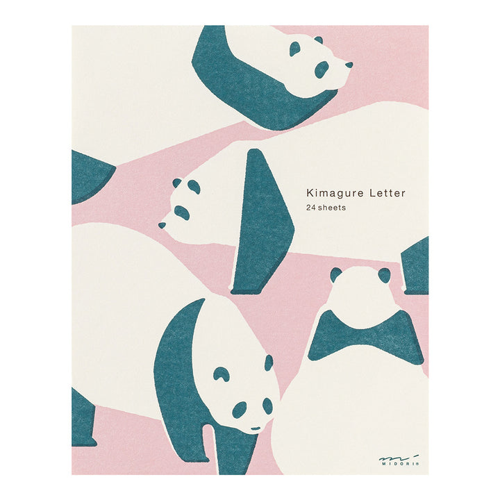 MIDORI Easy &amp; Cozy Letter Pad – Panda featuring sketch-style panda silhouettes on unlined paper with a soft retro print design.
