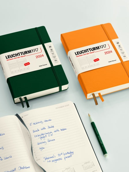 Leuchtturm1917 Recombine A5 Medium Hardcover Notebook - Plain / Apricot — flat lay