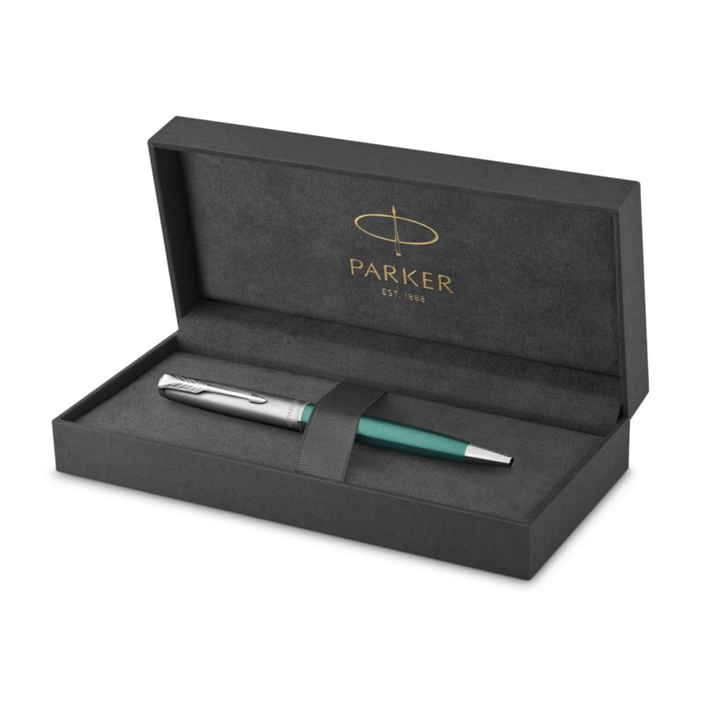 Parker Sonnet Essential SB CT Ballpoint Pen Green — flat lay