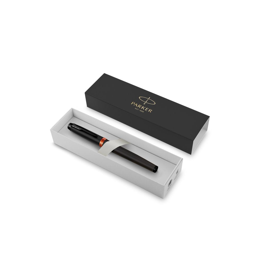 Parker IM PROFESSIONALS Vibrant Ring BT - Rollerball Pen Flame Orange — flat lay