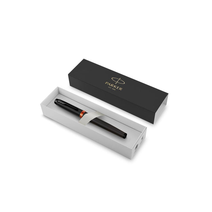 Parker IM PROFESSIONALS Vibrant Ring BT - Rollerball Pen Flame Orange — flat lay