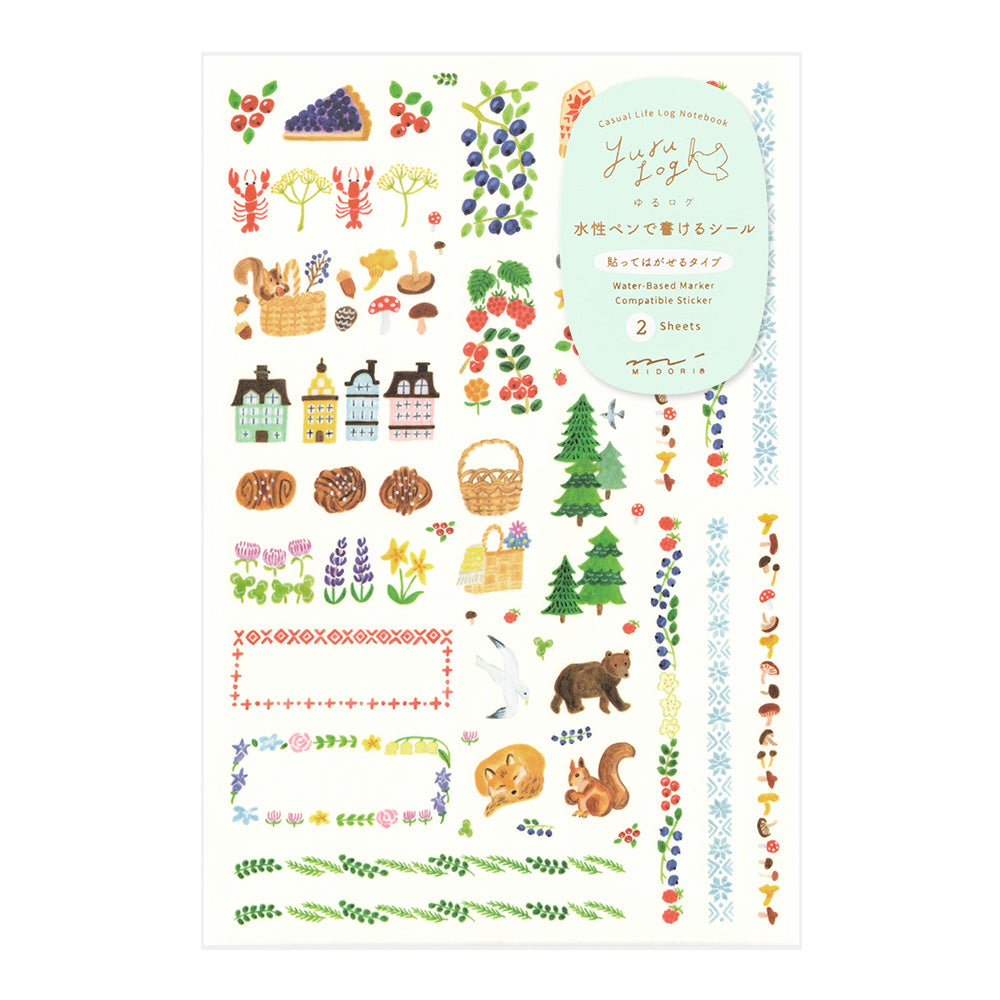 Midori Yuru Log Sticker (2 Sheets) - Scandinavia — front view