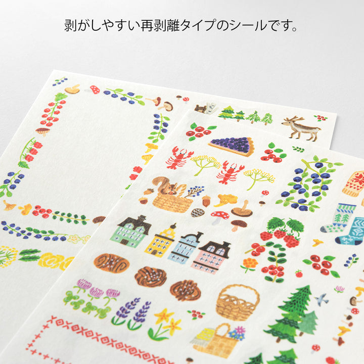 Midori Yuru Log Sticker (2 Sheets) - Scandinavia — close-up