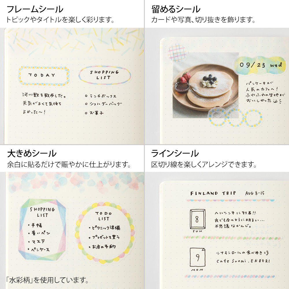 Midori Yuru Log Sticker (2 Sheets) - Scandinavia — with packaging