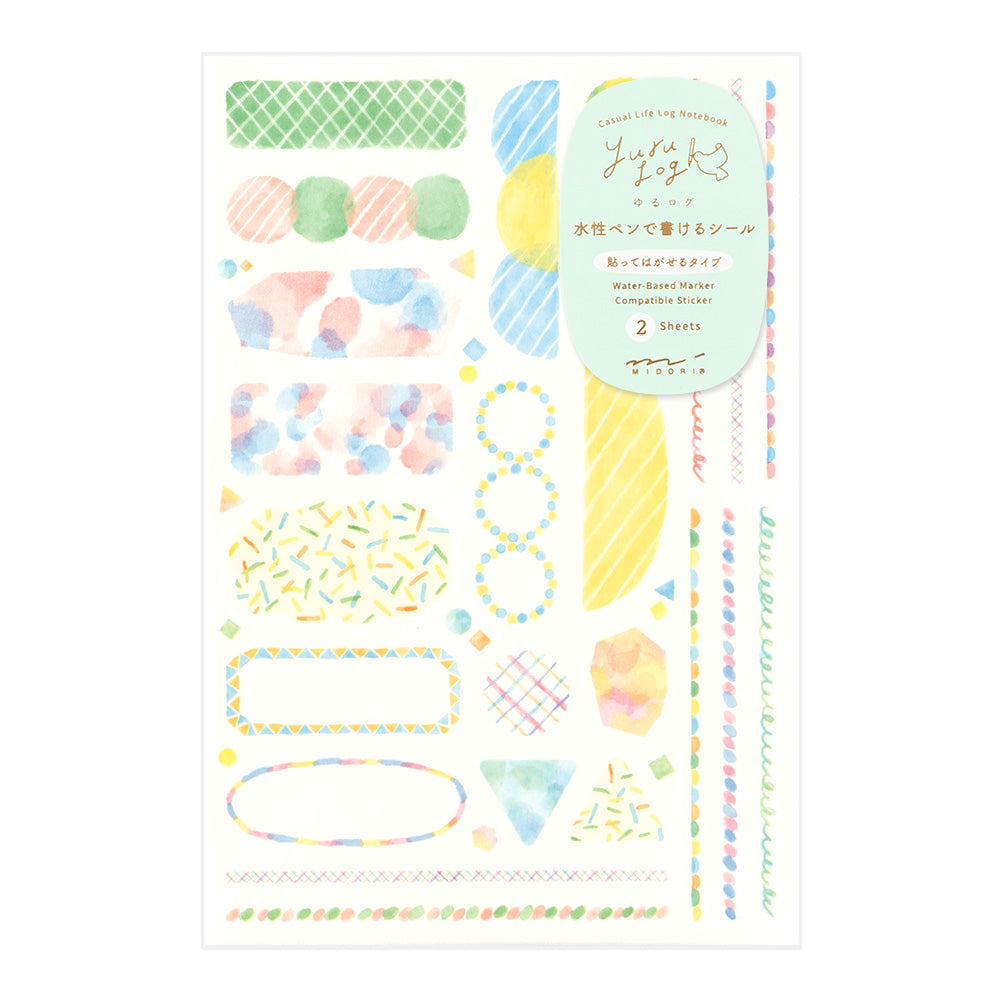 Midori Yuru Log Sticker (2 Sheets) - Watercolor — front view